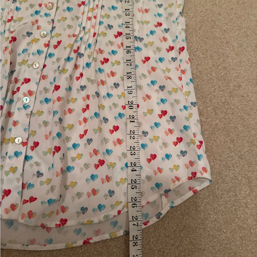 NWT Jane and Delancey Multicolor Heart Print Button Down Shirt Valentine’s Day - Picture 10 of 14